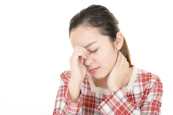 Asian Woman Feeling Tired Stressed — Stock Photo, Image