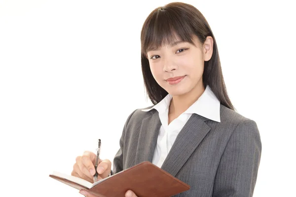 Business Woman Who Checks Schedule — Stock Photo, Image