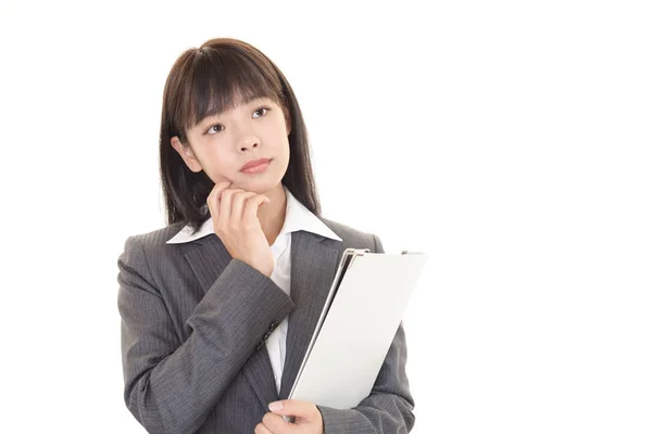 Young Businesswoman Uneasy Look — Stock Photo, Image