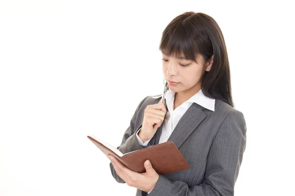 Business Woman Who Checks Schedule — Stock Photo, Image