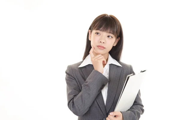 Young Businesswoman Uneasy Look — Stock Photo, Image