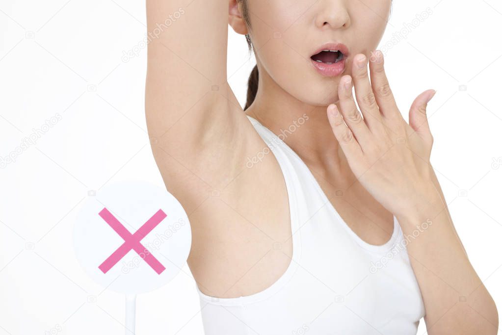 Woman having sweating problem