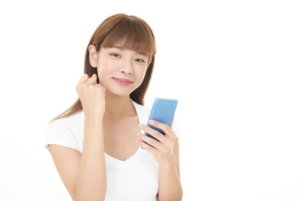 Asian Woman Smart Phone — Stock Photo, Image