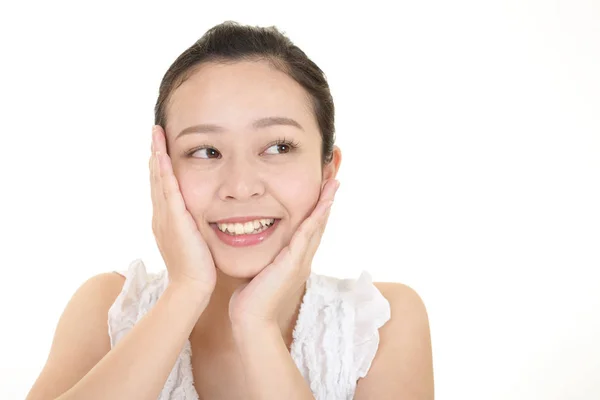 Jeune Femme Avec Peau Santé Visage — Photo