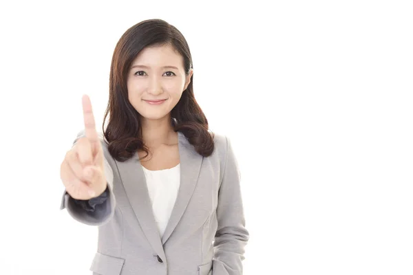 Portrait Young Woman Showing Number One Gesture — Stock Photo, Image