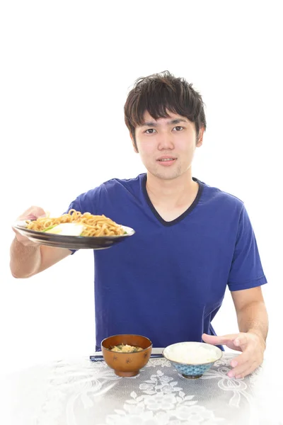 Asian Man Eating Meals — Stock Photo, Image