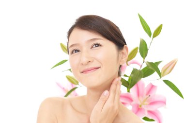 Asyalı güzel bir kadının portresi.