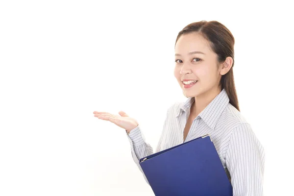 Portrait Woman Doing Presentation — Stock Photo, Image