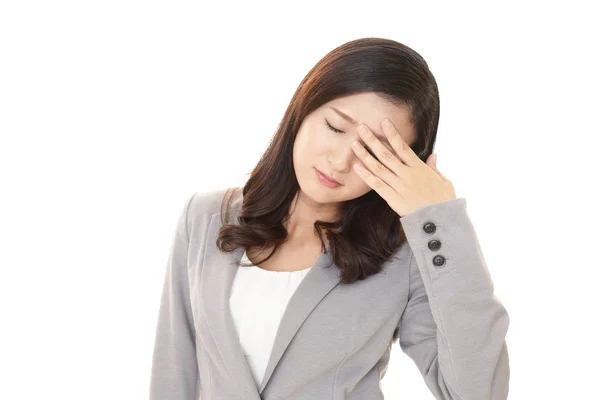 Asiática Mujer Negocios Siente Cansado Estresado —  Fotos de Stock