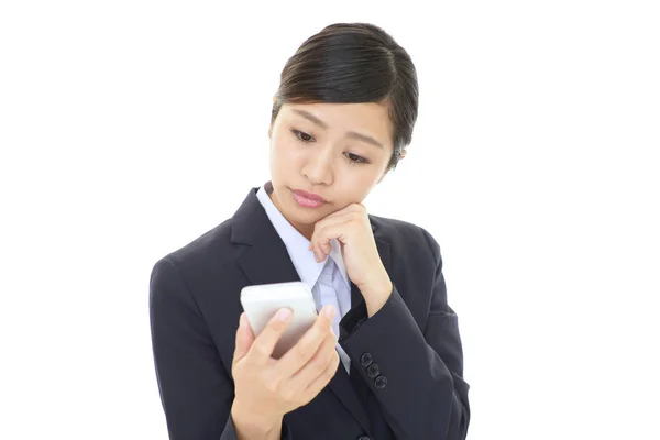 Asian Business Woman Holding Smart Phone — Stock Photo, Image