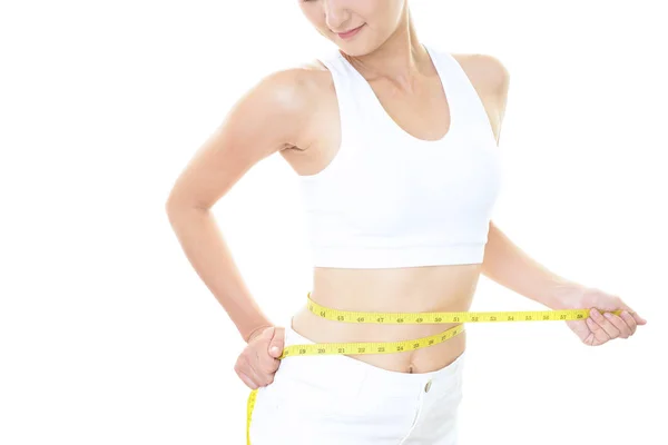 Woman Who Measuring Her Waist — Stock Photo, Image