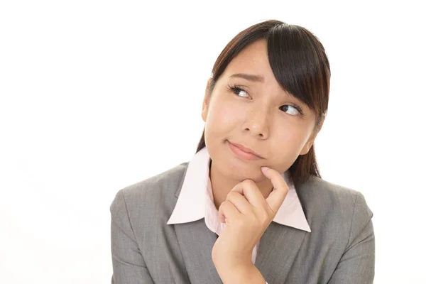 Young Businesswoman Uneasy Look — Stock Photo, Image