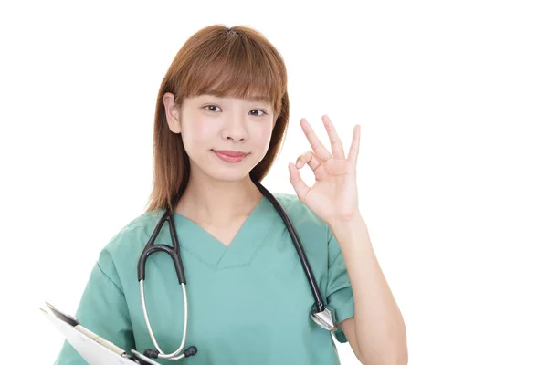 Asiatiska Läkare Med Hand Tecken — Stockfoto