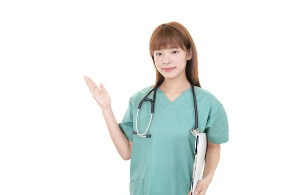 Asian Medical Doctor Shows Way — Stock Photo, Image