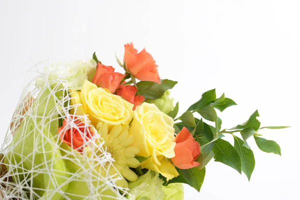 Beau Bouquet Fleurs Isolé Sur Fond Blanc — Photo