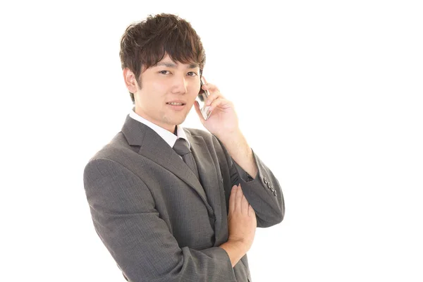 Businessman Who Talking Smart Phone — Stock Photo, Image