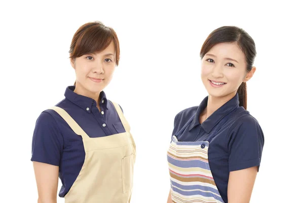 Sonrientes Mujeres Asiáticas Delantal — Foto de Stock