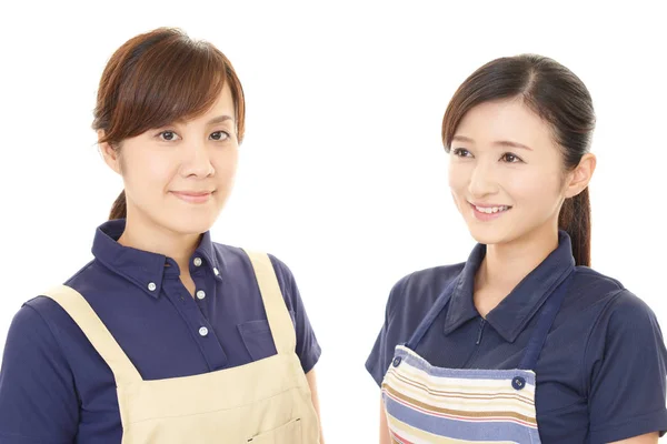 Sonrientes Mujeres Asiáticas Delantal —  Fotos de Stock