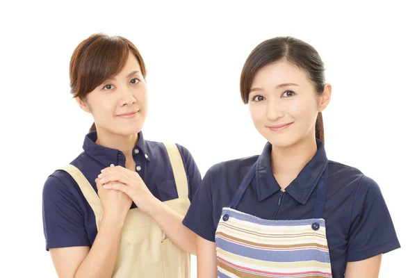 Sonrientes Mujeres Asiáticas Delantal — Foto de Stock