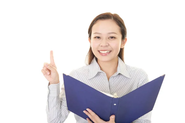 Portrait Woman Doing Presentation — Stock Photo, Image