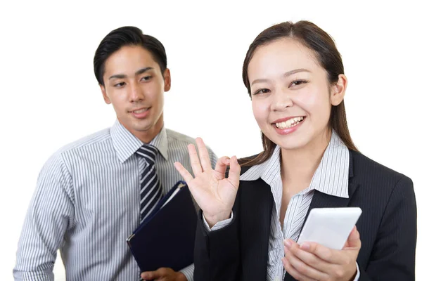 Hombre Negocios Sonriente Mujer Negocios —  Fotos de Stock