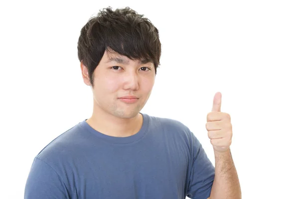 Asiático Homem Mostrando Polegares Para Cima Sinal — Fotografia de Stock