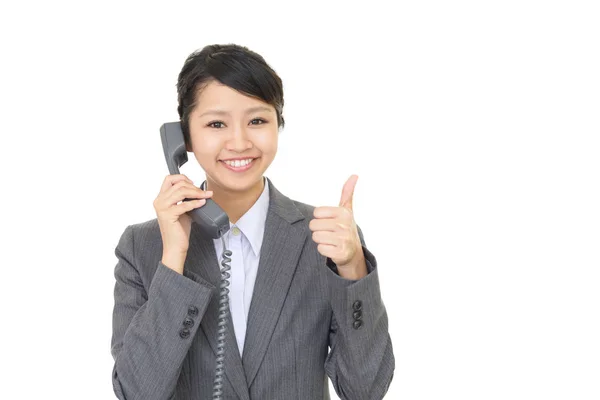 Beautiful Office Lady Talking Phone — Stock Photo, Image