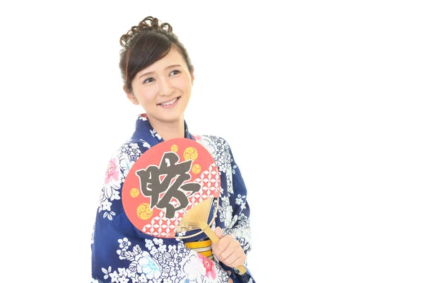 Porträtt Japansk Kvinna Yukata — Stockfoto