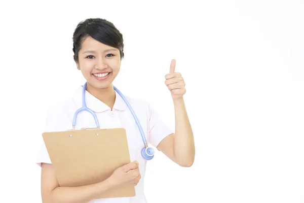 Die Krankenschwester Die Glücklich Posiert — Stockfoto