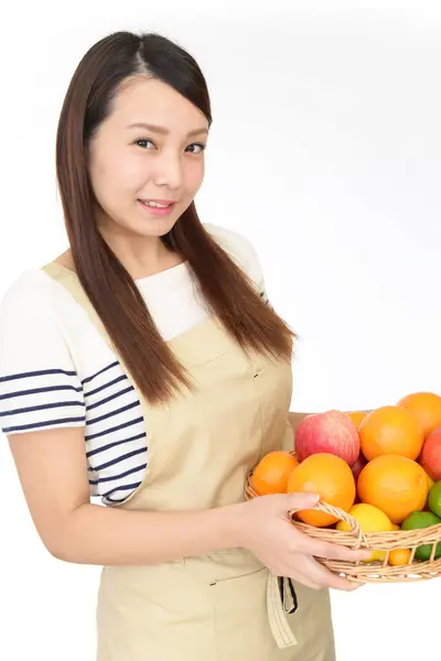 Picture Asian Woman Fruits — Stock Photo, Image