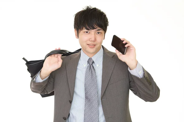 Businessman Holding Smart Phone — Stock Photo, Image