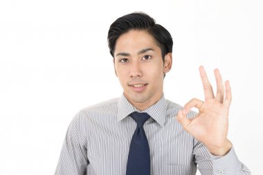 El işaretli Asyalı iş adamı