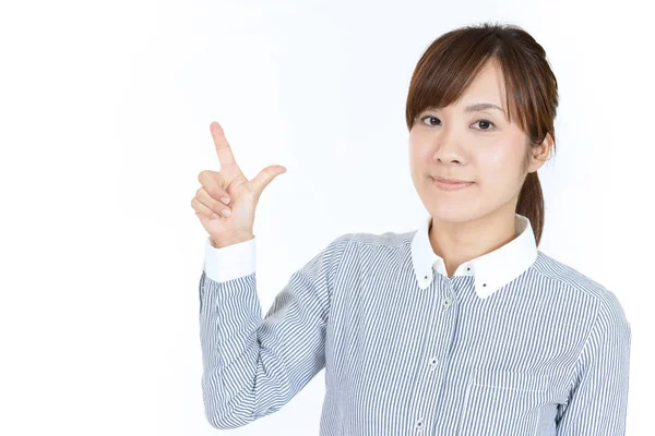 Geschäftsfrau Zeigt Mit Dem Finger — Stockfoto