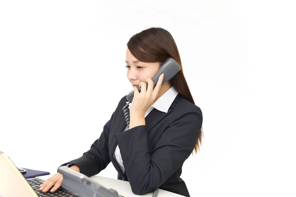 Mujer Negocios Con Teléfono — Foto de Stock