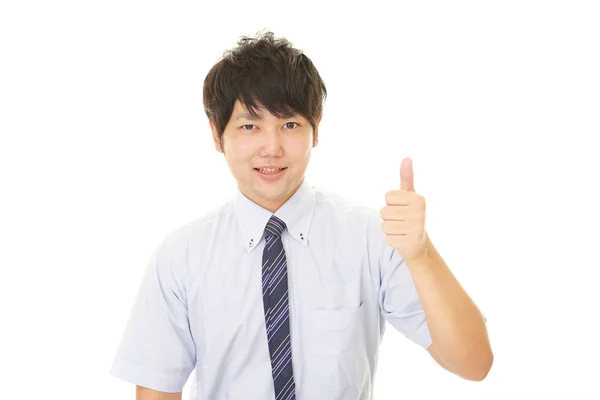 Asian Business Man Showing Thumbs Sign — Stock Photo, Image