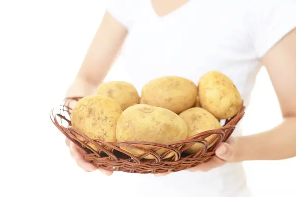 Batatas Frescas Cesto — Fotografia de Stock