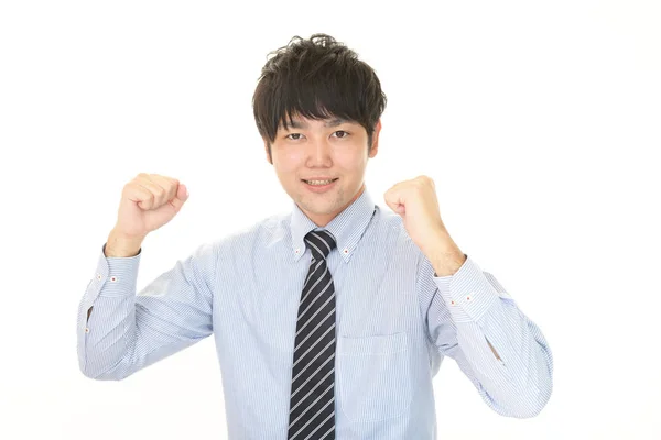 Den Manliga Kontorsarbetare Som Poserar Lyckligt — Stockfoto