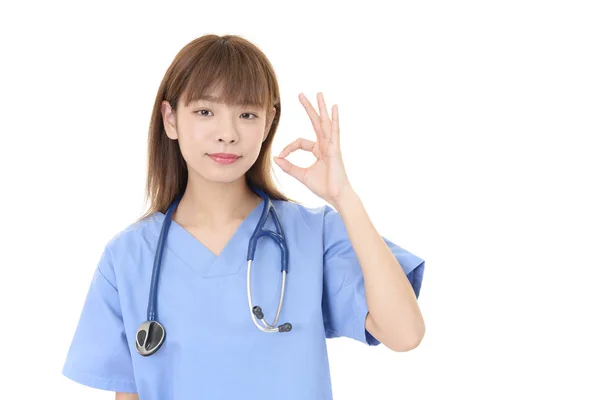 Asijské Doktor Medicíny Ruce Znamení — Stock fotografie