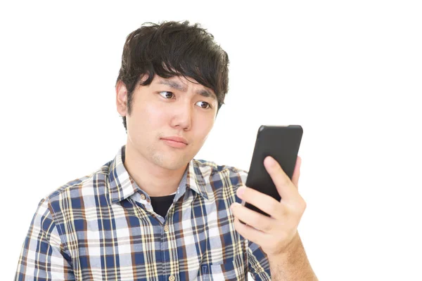 Man Looking Smart Phone — Stock Photo, Image