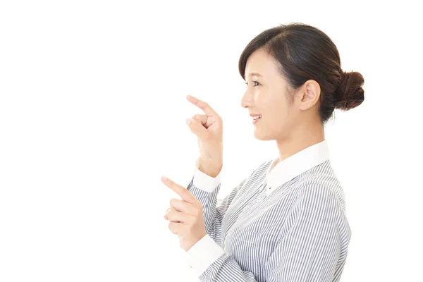 Woman Pointing Her Fingers — Stock Photo, Image