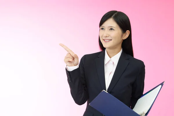 Asian Business Woman Pointing — Stock Photo, Image