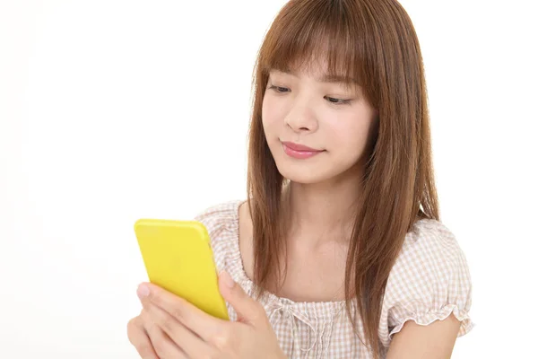 Woman Looking Smart Phone — Stock Photo, Image