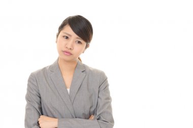 Asyalı iş kadını memnun ifadesi