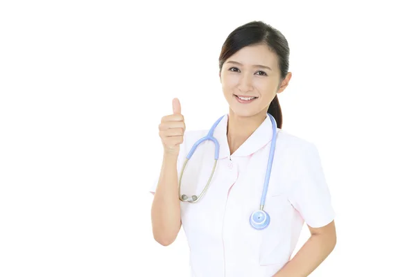 Enfermera Sonriente Aislada Sobre Fondo Blanco —  Fotos de Stock
