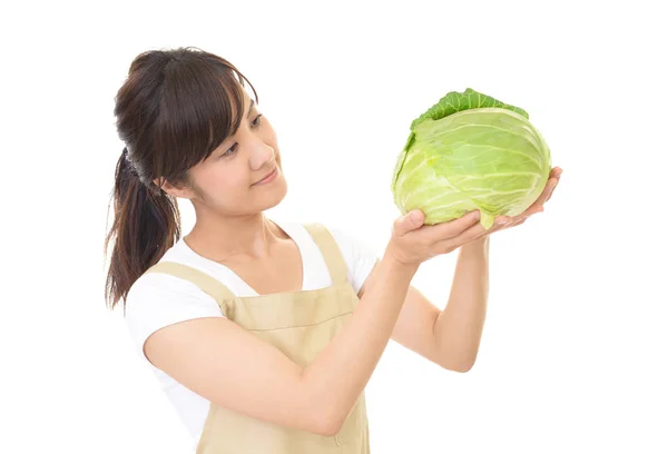 Femme Souriante Aux Légumes — Photo