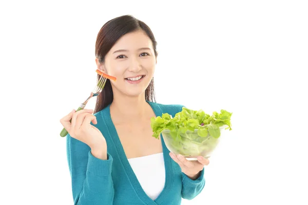 Woman Who Enjoys Meal — Stock Photo, Image