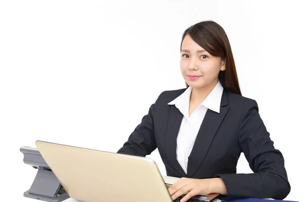 Mujer Negocios Trabajando Ordenador Portátil — Foto de Stock