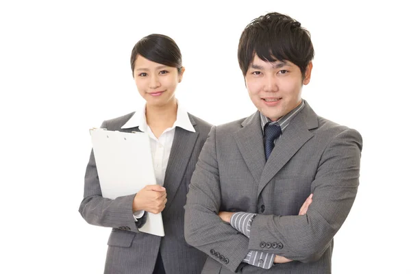 Smiling Businessman Businesswoman — Stock Photo, Image