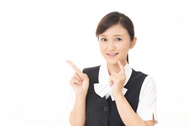 İş kadını parmağıyla işaret