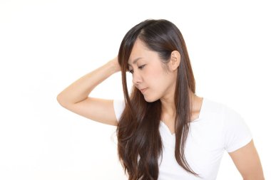 Kadın beyaz arka plan üzerinde izole-depresyon